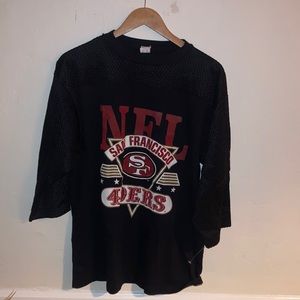 🏈🚠 San Francisco 49ers 1990s Retro Black Men’s Sz Large Football T-Jersey 🚠🏈